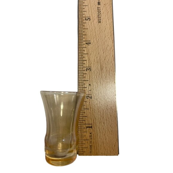 Set Of 4 Amber Glass Shot Glasses 2.5 Inches Tall Vintage Barware Collectible - Picture 3 of 4